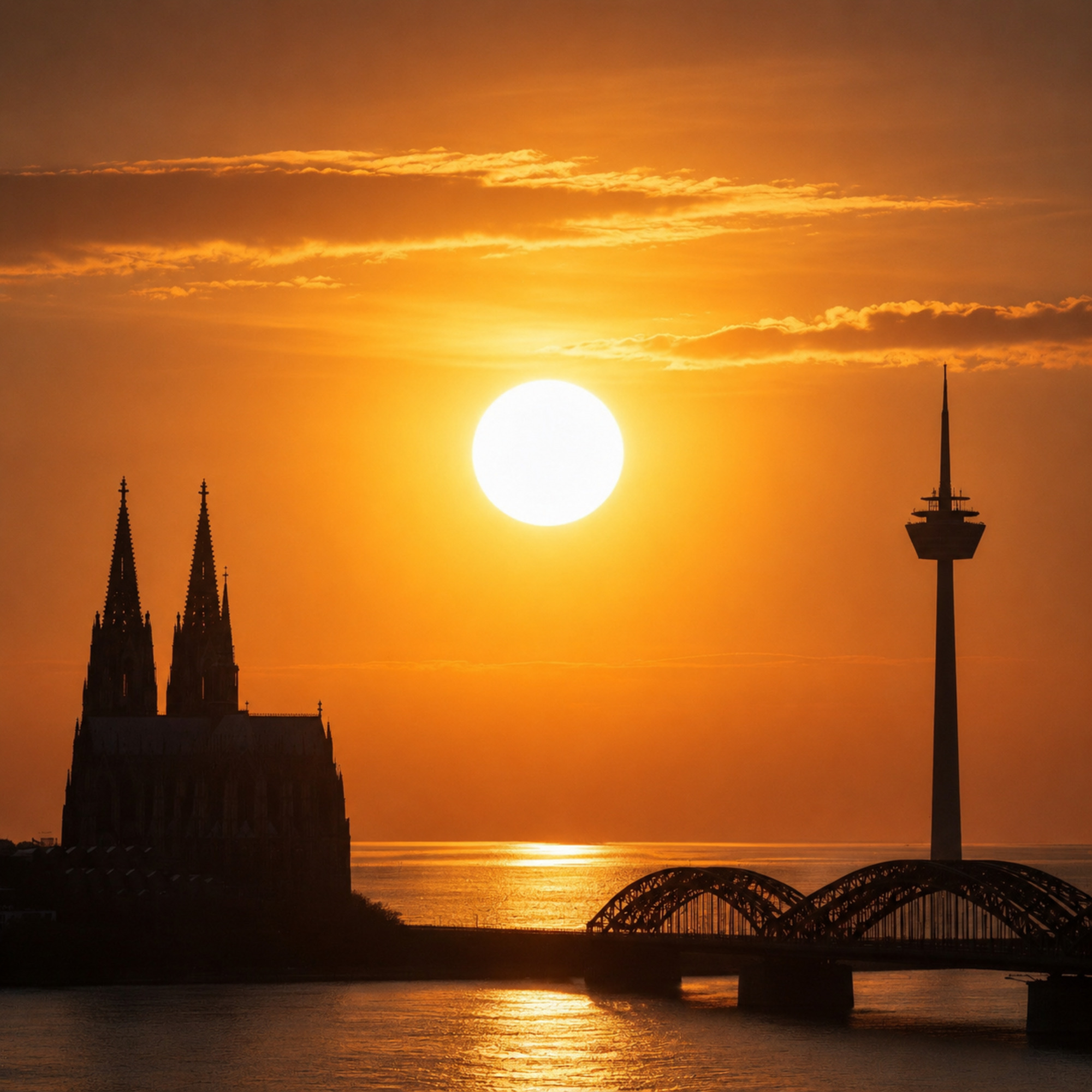 Sonnenaufgang über der Kölner Skyline — Webdesign aus Köln von Roman